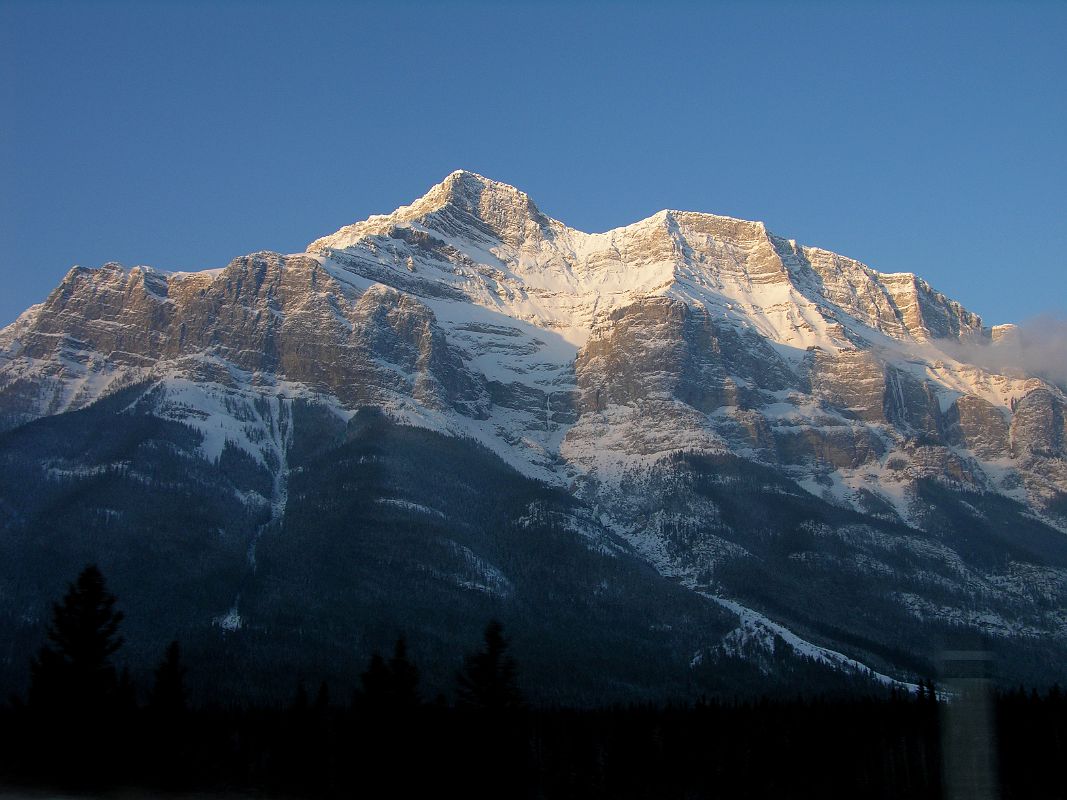 23A The Ridge From Mount Rundle 1 Descends To Banff From Trans Canada Highway Between Canmore and Banff In Winter Early Morning